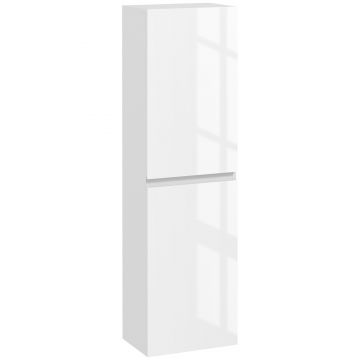 kleankin Dulap coloană depozitare baie stil contemporan 2 compartimente polițe reglabile 35 x 25 x 120 cm alb lucios | Aosom Romania