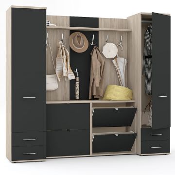 Mobilier hol RIVA, configuratia RIVA3, Oak, Antracit