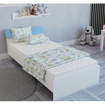 Pat Leco, 200 x 90 cm, saltea spuma inclusa, Alb/Bleu