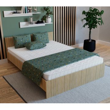 Pat Remi, 200 x 140 cm, saltea spuma inclusa, Stejar Sonoma