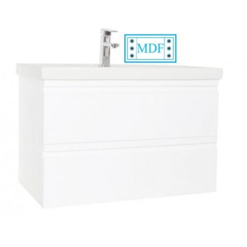 Set Baza front MDF si Lavoar seria 786, suspendata cu sertare, 90 cm, alb