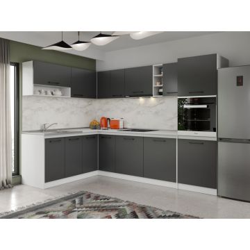Set Mobila Bucatarie Colt Mina Grafit 180*280 Gri Antracit C194