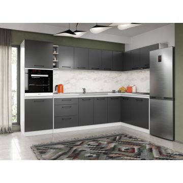 Set Mobila Bucatarie Colt Mina Grafit 300*160 Gri Antracit C199