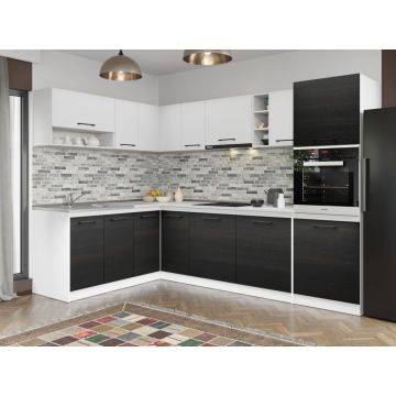 Set Mobila Bucatarie Colt Mina Yang 180*280 Ferrara/Alb C193