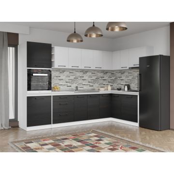 Set Mobila Bucatarie Colt Mina Yang 300*160 Alb/Ferrara C198