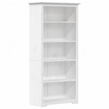Biblioteca BODO, alb, 80x38x180 cm, lemn masiv pin, 5 rafturi