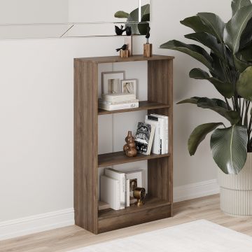 Biblioteca Flint, 2 Polite, Stejar Bronz, 70 x 32 x 122 cm