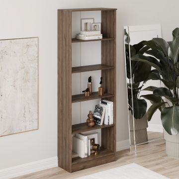 Biblioteca Flint, 4 Polite, Stejar Bronz, 70 x 32 x 200 cm