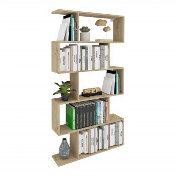 Biblioteca Kimo, 5 Casete, Stejar Artisan, 90 x 20 x 160 cm