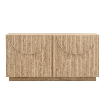 Bufet cu mult spațiu de depozitare, design scandinav-minimalist, 160x40x80 cm, Culoare naturală