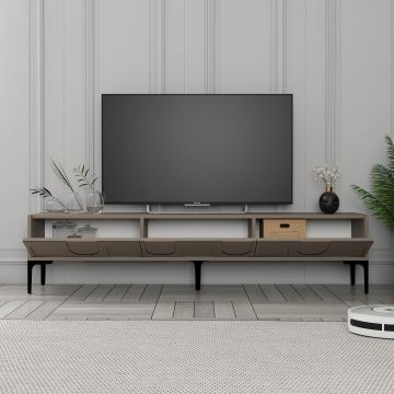 Comoda tv, Hanah Home, pal melaminat, atlas si negru, 180x35x42 cm