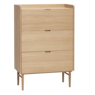 ComodÄcu 3 sertare din lemn de stejar HÃ¼bsch Hege, natural