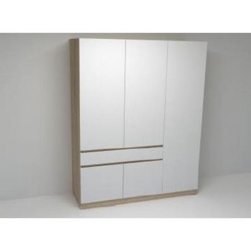 Dulap, 150/200/52 cm, alb, stejar Sonoma