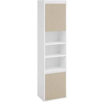 Dulap baie cu montare pe podea sau perete, 7 compartimente, 30x40x160 cm, alb bej