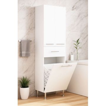 Dulap baie seria 015, front MDF, 3 usi, 1 sertar, alb, 50x36.5x166 cm