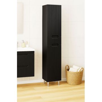 Dulap baie seria 033, front MDF, 2 usi, 1 sertar, negru, 30x31.6x180 cm