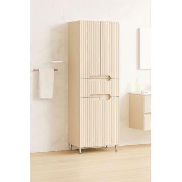 Dulap baie seria 033, front MDF, 4 usi, 1 sertar, crem, 60x31.6x166 cm