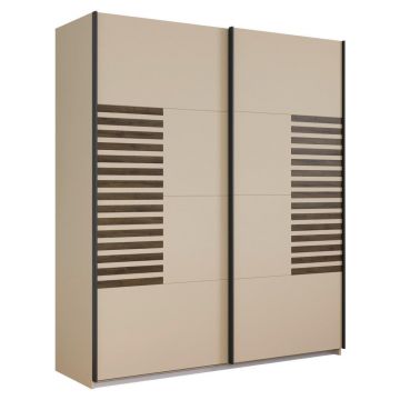 Dulap Cu Uși Culisante, 181/210/62 cm, șampanie, stejar închis la culoare