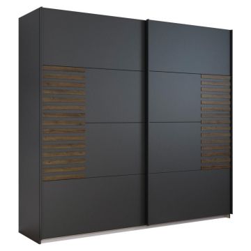 Dulap Cu Uși Culisante, 226/210/62 cm, gri închis, stejar închis la culoare