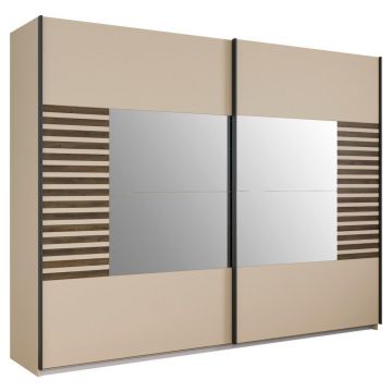 Dulap Cu Uși Culisante, 271/210/62 cm, șampanie, stejar închis la culoare