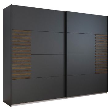 Dulap Cu Uși Culisante, 271/210/62 cm, gri închis, stejar închis la culoare