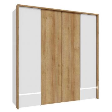 Dulap Cu Uși Rotative, 204,7/212,7/58,2 cm, culoare lemn stejar, alb lucios intens