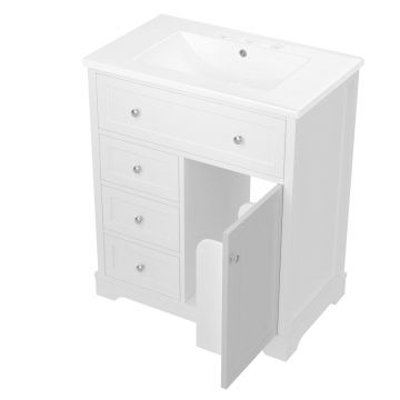 Dulap de baie cu lavoar, 76x46x87 cm, Alb