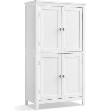 Dulap de baie, din MDF, cu 2 compartimente si 4 usi, rafturi reglabile, 30x60x110cm, alb