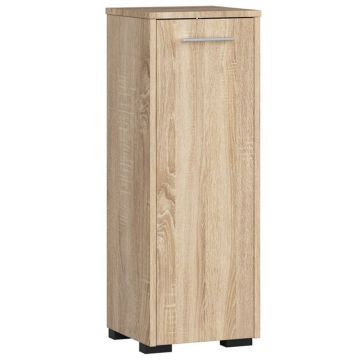 Dulap de baie tip baza, cu usa reversibila si raft interior, PAL 16 mm, 30x30x85 cm, stejar sonoma