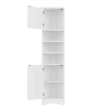 Dulap de baie triunghiular, cu rafturi reglabile și uși duble, 37x24,5x170 cm, Alb