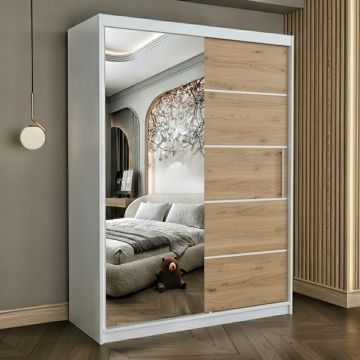 Dulap dressing Atlantic 2 usi cu oglinda, 150 cm, Alb/Sonoma