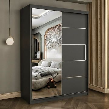 Dulap dressing Atlantic 2 usi cu oglinda, 150 cm, Gri