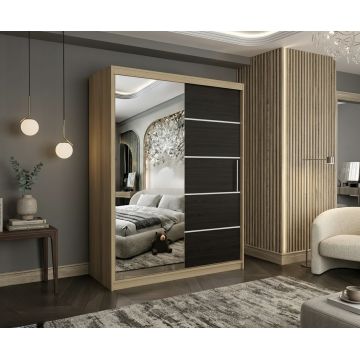 Dulap dressing Atlantic 2 usi cu oglinda, 150 cm, Sonoma/Wenge