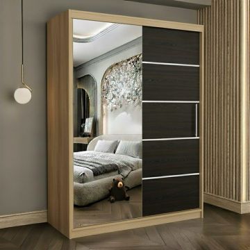 Dulap dressing Atlantic 2 usi cu oglinda, 150 cm, Sonoma/Wenge