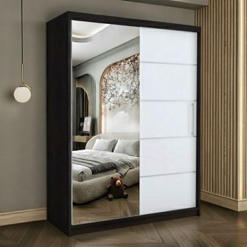 Dulap dressing Atlantic 2 usi cu oglinda, 150 cm, Wenge/Alb