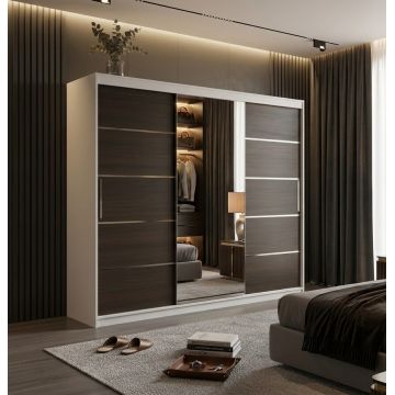 Dulap dressing Atlantic 3 usi, 250 cm, Alb/Wenge
