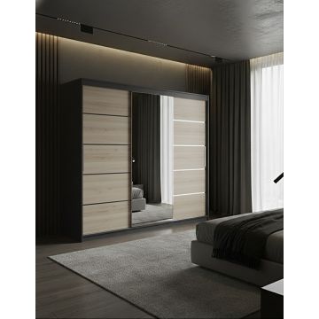 Dulap dressing Atlantic 3 usi, 250 cm, Gri/Sonoma