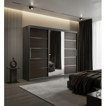 Dulap dressing Atlantic 3 usi, 250 cm, Gri/Wenge