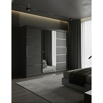 Dulap dressing Atlantic 3 usi, 250 cm, Gri