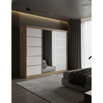 Dulap dressing Atlantic 3 usi, 250 cm, Sonoma/Alb