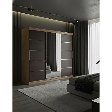 Dulap dressing Atlantic 3 usi, 250 cm, Sonoma/Wenge