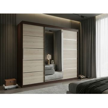Dulap dressing Atlantic 3 usi, 250 cm, Wenge/Sonoma