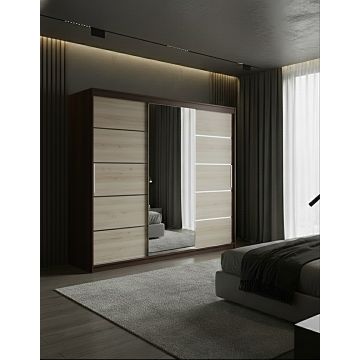 Dulap dressing Atlantic 3 usi, 250 cm, Wenge/Sonoma