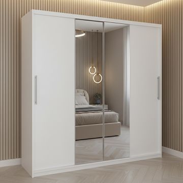 Dulap dressing Londra 2 usi cu oglinda, 200 cm, Alb