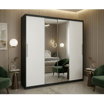 Dulap dressing Londra 2 usi cu oglinda, 200 cm, Gri/Alb