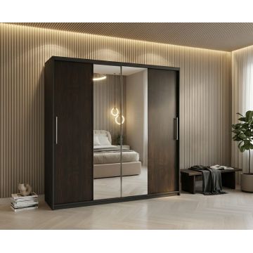 Dulap dressing Londra 2 usi cu oglinda, 200 cm, Gri/Wenge