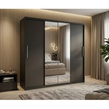 Dulap dressing Londra 2 usi cu oglinda, 200 cm, Gri
