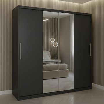 Dulap dressing Londra 2 usi cu oglinda, 200 cm, Gri