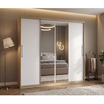 Dulap dressing Londra 2 usi cu oglinda, 200 cm, Sonoma/Alb
