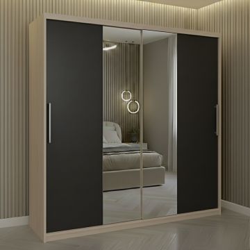 Dulap dressing Londra 2 usi cu oglinda, 200 cm, Sonoma/Gri